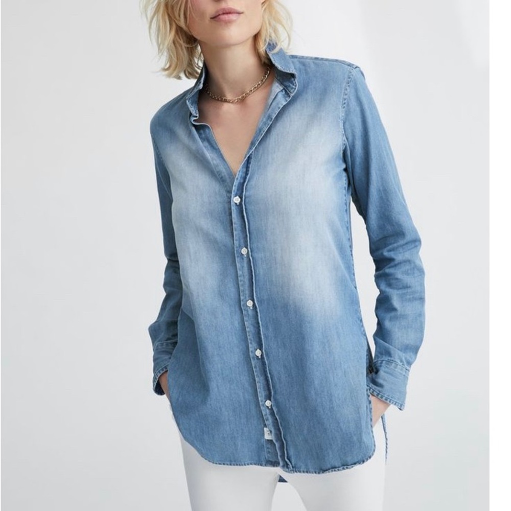 Frank & Eileen Light Wash Denim Asymmetrical Skirt